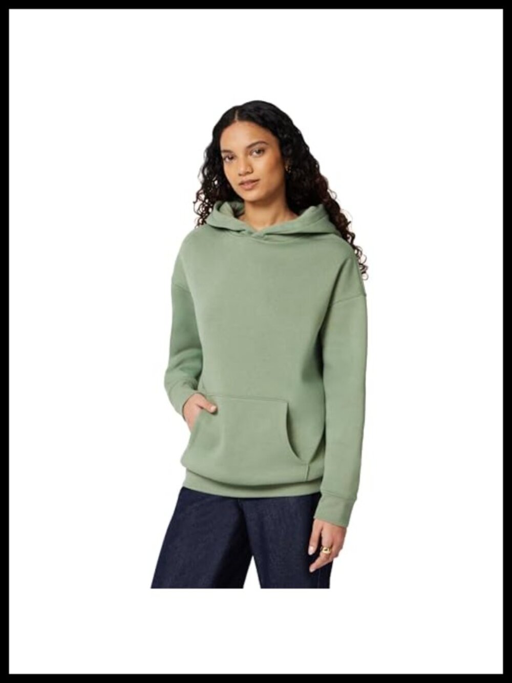 Oversized Fit Brushed Fleece Hoodie Kangaroo Pocket Pullover